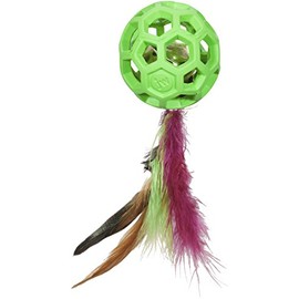 JW Pet Cataction Feather Ball with Bell, Cat Toy, Green, 1 Count (Pack of 1) (71059)
