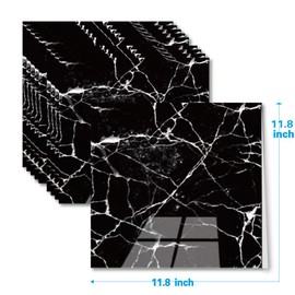 20-Sheets Peel and Stick Backsplash Marble Look 12"X12" Self Adhesive Wall Tile Back Splashes for Kitchen Bathroom (2, Black)