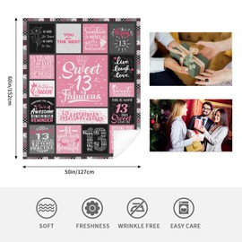 Fopoer 13th Birthday Gifts for Girls, Gifts for 13 Year Old Girls Birthday Unique, Birthday Gifts for 13 Year Old Girl Sister Throw Blanket 60"X50" Birthday Decorations