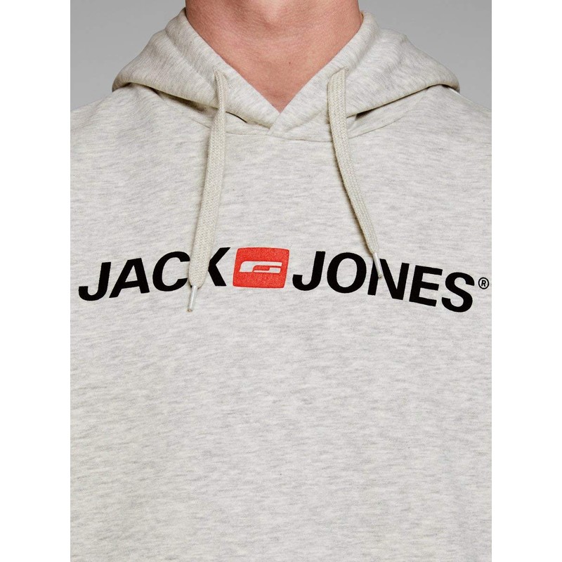 Jack & Jones Men’s Hoodie, Hooded Jumper with Logo, White