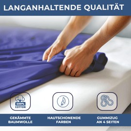 UNIVERSEL Cotton & Jersey Fitted Sheet - Premium Comfort for Any Mattress Size (Navy, 140 x 200 x 30)