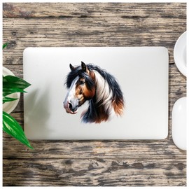 x2 Shire Horse Decal Stickers, Cover Up Marks, 110mm Tall Waterproof Decals, Multi Purpose Ideal for Laptop, Tile, Toy Box, Furniture and More, Farm Animal Vinyl Art Graphics (Horseshire, 110mm Qty:2)
