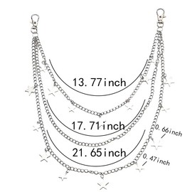 Star Pants Jean Chain Multi-layer Pocket Belt Chains for Women Men Layered Waist Body Chain for Girls Hip Hop Punk Pant Chains for Biker Rock Goth Jean Chains