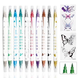 VinBee Pack of 10 Tattoo Pen Tattoo Markings for Skin Harmless Creativity for Children Face Drawing Temporary Tattoo Pen and Butterfly Stickers, Parties, Birthday Parties