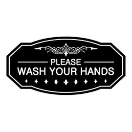 Signs ByLITA Victorian Please Wash Your Hands Sign (Black) - Small