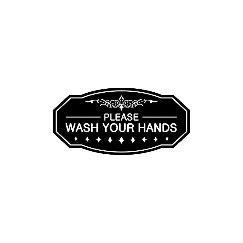 Signs ByLITA Victorian Please Wash Your Hands Sign (Black) -