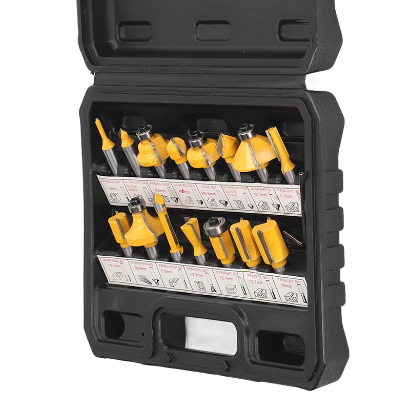 15Pcs Router Bit Straight Slotting Router Bit Cutter Tool Set