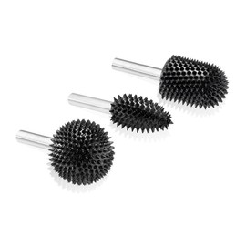 Kutzall 3-Piece Rotary Burr Kit - 1⁄4" Shaft, Very Coarse - Woodworking Attachment for Bosch, DeWalt, Makita, Milwaukee Tools - Structured Tungsten Carbide (14XKIT01)