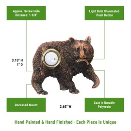 Waterwood Bronze Plated Bear with Fish Doorbell - Wired & Illuminated Push Button Cast in Durable Polyresin