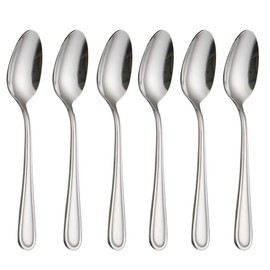 HISSF Dinner Spoons Stainless Steel 18/0 of Dessert Spoons 6 Pcs for Home, Kitchen Restaurant, Dishwasher Safe, 7.08 Inches, Silver