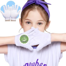 24 guantes hidratantes de algodón blanco para manos secas, guantes de eccema para niños y mujeres, guantes de tela reutilizables elásticos (S)