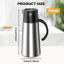 Stainless Steel Thermal Gravy Boat 750 ml, Sauce Jug with Auto Flip Lid, Oil Dispenser, Stainless Steel, Sauce Bowl, Silver Sauce Jug, Thermal Sauce Pot, Sauce Cup for Olive Oil, Vanilla Sauce, Cream,