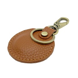 Della Stella Genuine Leather Airtag Holder Keychain,Full Coverage Air Tgas Protective Case Cover,Portable Airtag Protector with Key Ring