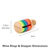 Kikkerland – Rainbow Wine Rings & Stopper - Multi Colour
