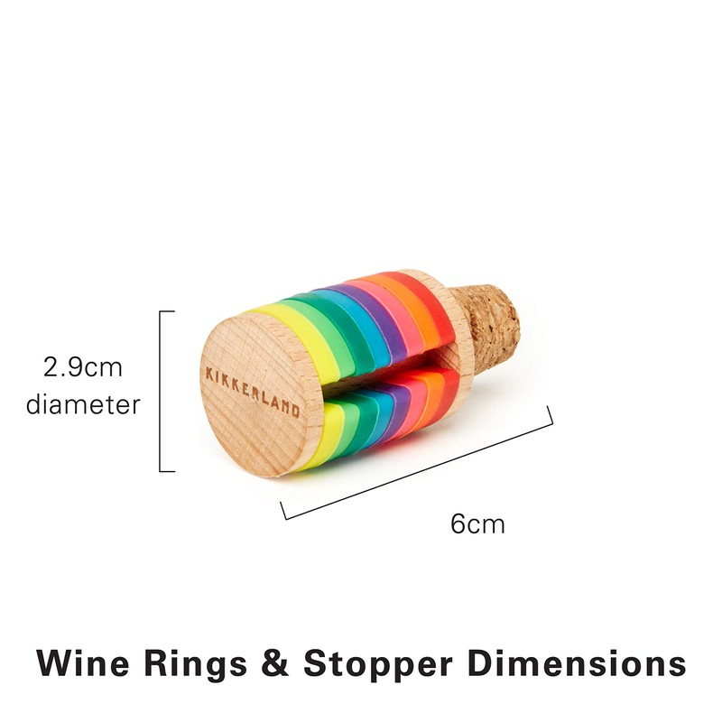 Kikkerland – Rainbow Wine Rings & Stopper - Multi Colour
