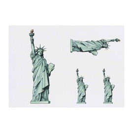 4 x 'Statue Of Liberty' Temporary Tattoos - Water Resistant, Skin-Safe, Non-Toxic Transfers, Mixed Sizes (TO00014850)