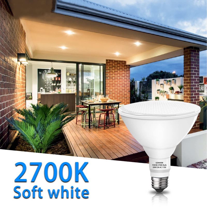 Gonhom Par38 Outdoor LED Flood Light Bulb 2 Pack, Dimmable