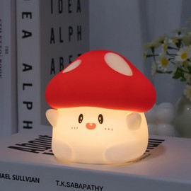 Gaoillneunji Mushroom Silicone Night Light for Kids - Squishy LED Lamp with Soft Touch, USB Rechargeable & Long Battery - Cute Touch Control Mushroom Light for Kids Room Decor & Gifts