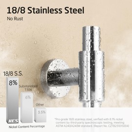 KES Handheld Shower Head 30-Inch Shower Slide Bar and 59-Inch Hose, 5-Function Adjustable Shower Head with Wall Mount Shower Slide Bar Set 18/8 Stainless Steel, Polished Finish F209S78-PS-C1