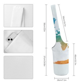 World Map in Watercolor Painting Abstract Splatters Yoga Mat Bag, Soft Canvas Storage Bag with Pocket Shoulder Strap, Fashion Mat Bag for Clothes Bathroom Bedroom Dorm Organizer