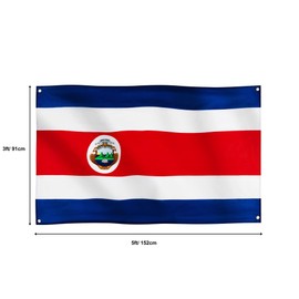 Runesol Costa Rica Flag, 91x152cm, 3ft x 5ft, 4 Grommets, Eyelet In Every Corner, Costa Rican Flag, Tiquicia, Democracy Day, Premium Flags, Latin America, Inside, Outside, Banner, Vivid Colours