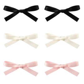 6Pcs Fashionable Elegant Bow Hair Clips Satin Mini Bowknot Barrettes Cute Girl Ribbon Hair Clips Non-slip Hair Bows for Women Girls Ponytail Toddler