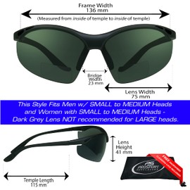proSPORT Bifocal Safety Glasses Reader +3.00 Smoke & Clear Lens Z87 Wrap-Around