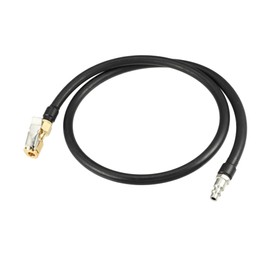VekAuto Universal Inflator Air Pump Hose Adapter Tyre Valve Inflator Hose with Lock on Air Chuck, 100cm Hose Length, Close, Copper Steel Rubber, Black Auto Accessories