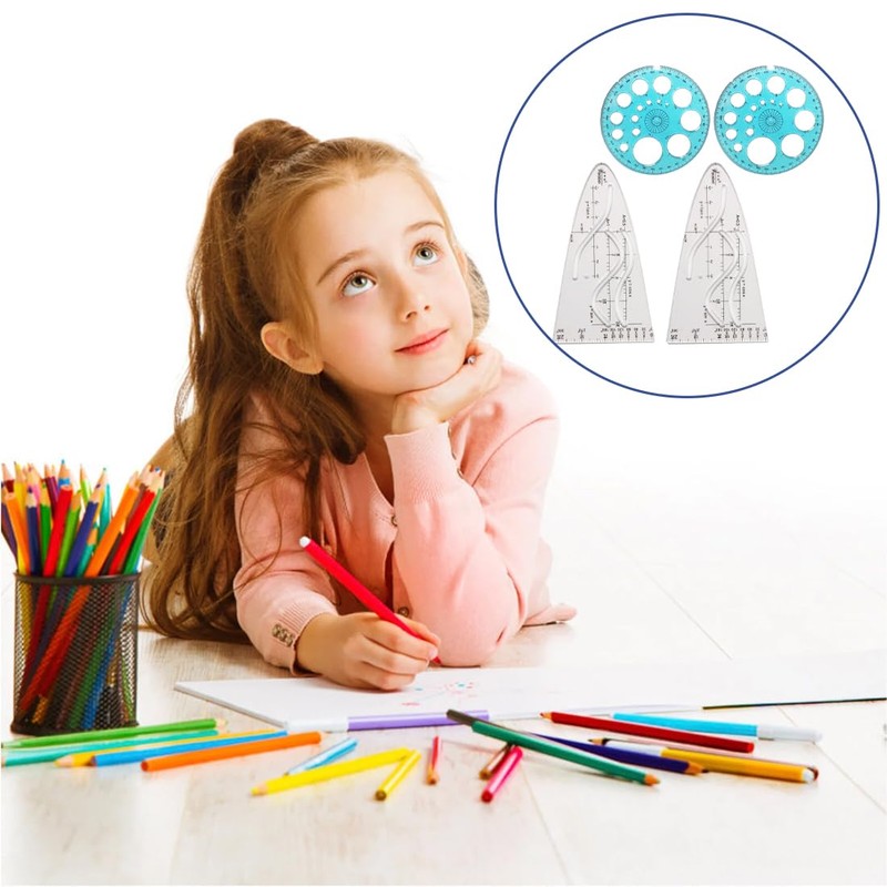 GLPRKOW Set of 4 Maths Stencils Set: 2 Flexible Cosine
