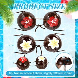 Cozypower 2 Pcs Hawaiian Flower Coconut Bra with Cord Halloween Costume Colorful Flower Coconut Bikini Top Shell Chest Tops for Women Bikini Luau Party Summer Party Brown