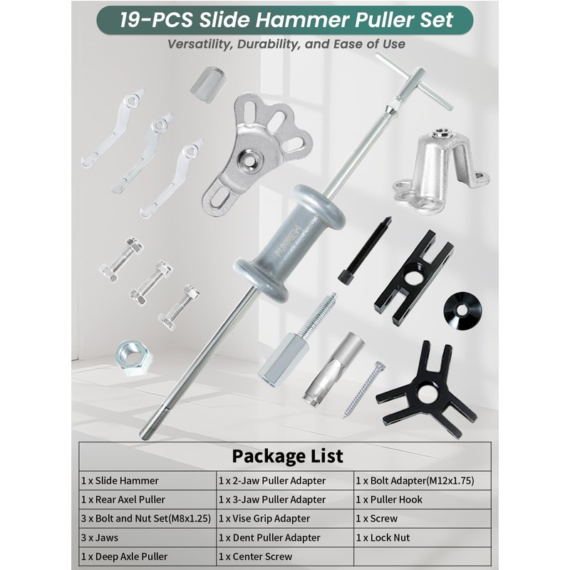 Punmew Slide Hammer Puller Set 19 PCS Front Wheel Hub