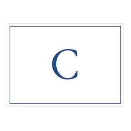 Caspari Navy Embossed Initials Boxed Note Cards in Letter C, 8 Note Cards & Envelopes