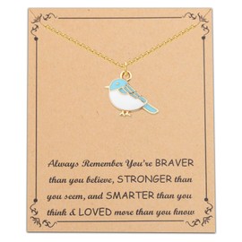 Blue Bird Necklaces for Women Bird Pendant Necklace Bird Lover Gifts Tiny Bird Necklace Cute Bird Jewelry Gifts (bluebird necklace)