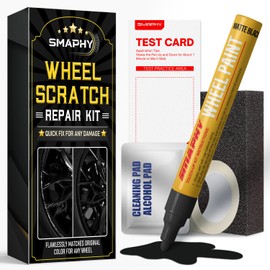 SMAPHY Wheel Scratch Repair Kit, Wheel Repair Kit Curb Rash, DIY Alloy Wheel Repair Kit, Car Wheel Rim Scratch Repair Kit, Rim Paint Pen for Wheel Repair, Universal Color Black Wheel Paint (Matte Black)