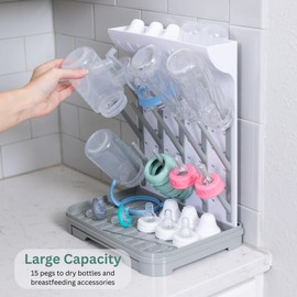 Velakade Baby Bottle Drying Rack – Large Vertical Bottle Dryer for 15 Bottles, Space-Saving Countertop Rack for Baby Bottles & Accessories, Compact Holder for Newborn Essentials