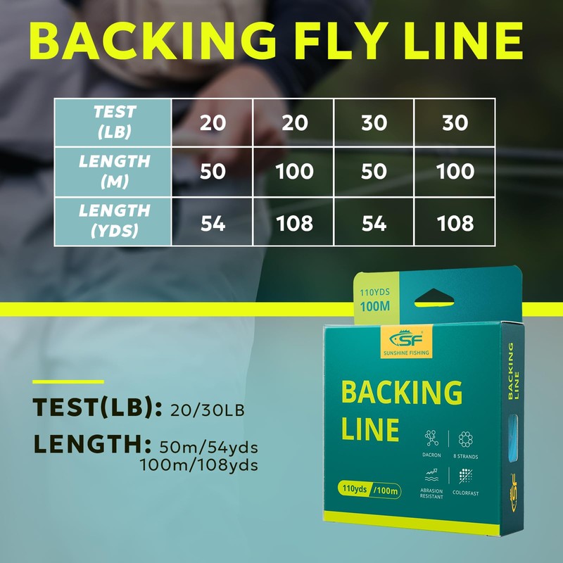 SF Braided Fly Fishing Trout Line Backing Line 20LB 100m/108yds