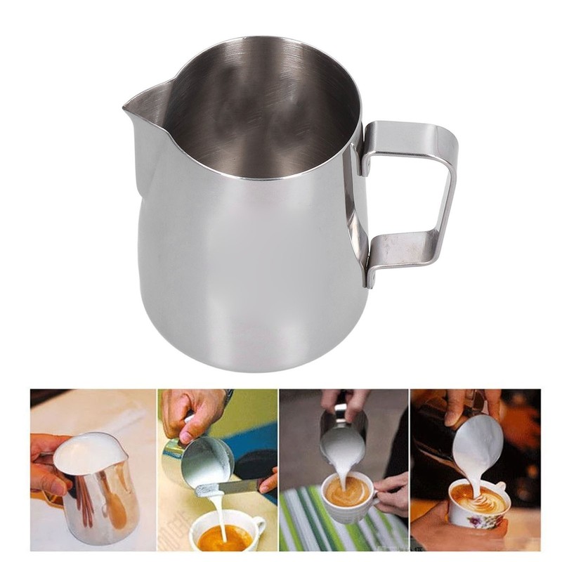 Milk Frother Cup 380ml 304 Stainless Steel High Durability Multifunctional