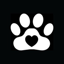PAW PRINT WITH HEART Sticker Cute Dog Cat Lover Vinyl Decal Puppy Kitten Pet Fun - Die cut vinyl decal for windows, cars, trucks, tool boxes, laptops, MacBook - virtually any hard, smooth surface