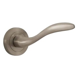Designer Levers - Jasper Lever on Rose Door Handle - Ergonomic Design - Brushed Nickel - 1 Pair - Fixings Included - Interior Use