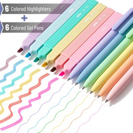 Mr. Pen- Aesthetic Highlighters and Gel Pens, 12 Pack, Pastel Color Bible Highlighters No Bleed, Colorful Ink Gel Pens Fine Point 0.7mm, Highlighter Pens, No Bleed Highlighters for Bibles, Gel Pens