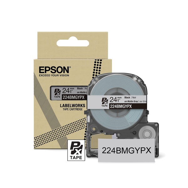 Epson LABELWORKS 224BMGYPX Genuine PET (Polyester) Tape Cartridge - Black
