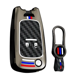 ontto luminous car key fob cover fit for Opel Insignia Astra J Corsa Buick Regal for Chevy Spark Cruze Impala flip key holder Metal Shell case keyring keychain Accessories 2 buttons Black