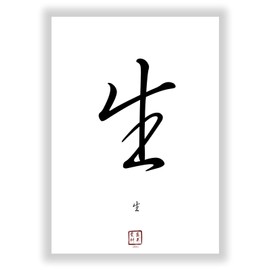 Druck-Geschenk Life Chinese - Japanese Kanji Calligraphy Character - China Japan Sign Poster Asian Font Sign Decoration Picture