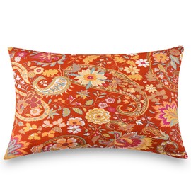 ATsense Set of 2 cushion covers, 40 x 80 cm, 100% cotton, Bohemian style, deep orange pillowcase with zip, Oeko-Tex certified, super soft premium and hypoallergenic