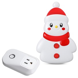 Saysurey Snowman Remote Control Outlet, Christmas Snowman Wireless Electrical Outlet Plug Switch, 100Ft Long Range Wireless Light Switch for Electrical Devices, Christmas Lights, Battery Included