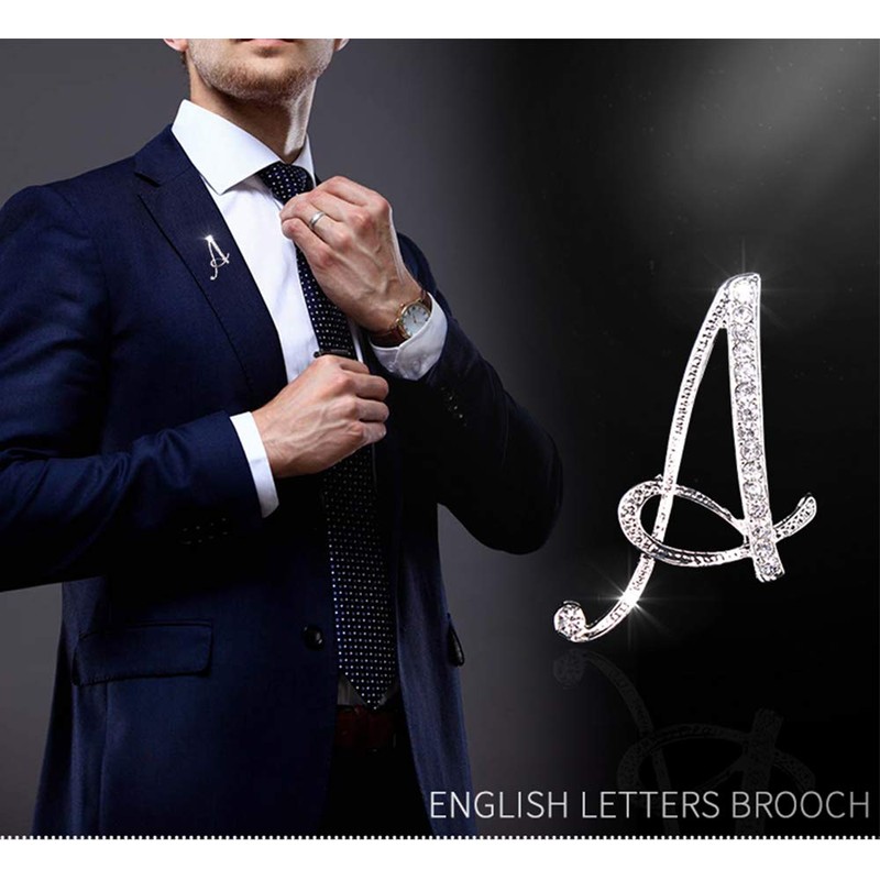 ETHOON - Broche con forma de letra, inicial de diamantes