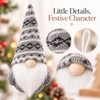 Christmas Gnome Hanging Ornaments - 3-Piece Gray Set with Patterned