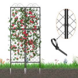 Zhongma 2 Pack Metal Garden Trellises for Climbing Plants, 77.2 Inch Tall Metal Fence Plant Support Trellis for Flower and Vagetable
