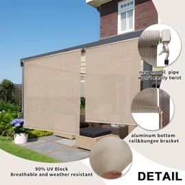 KANAGAWA Outdoor Roller Shade 6'X6' Pebble Exterior Cordless Patio Roll Up Shades for Outside Pergola Porch, Outdoor Blinds for Patio