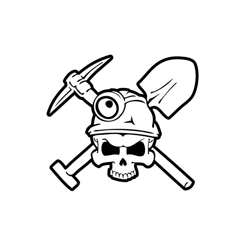 Coal Miner Skull Hard HAT Sticker Toolbox Sticker